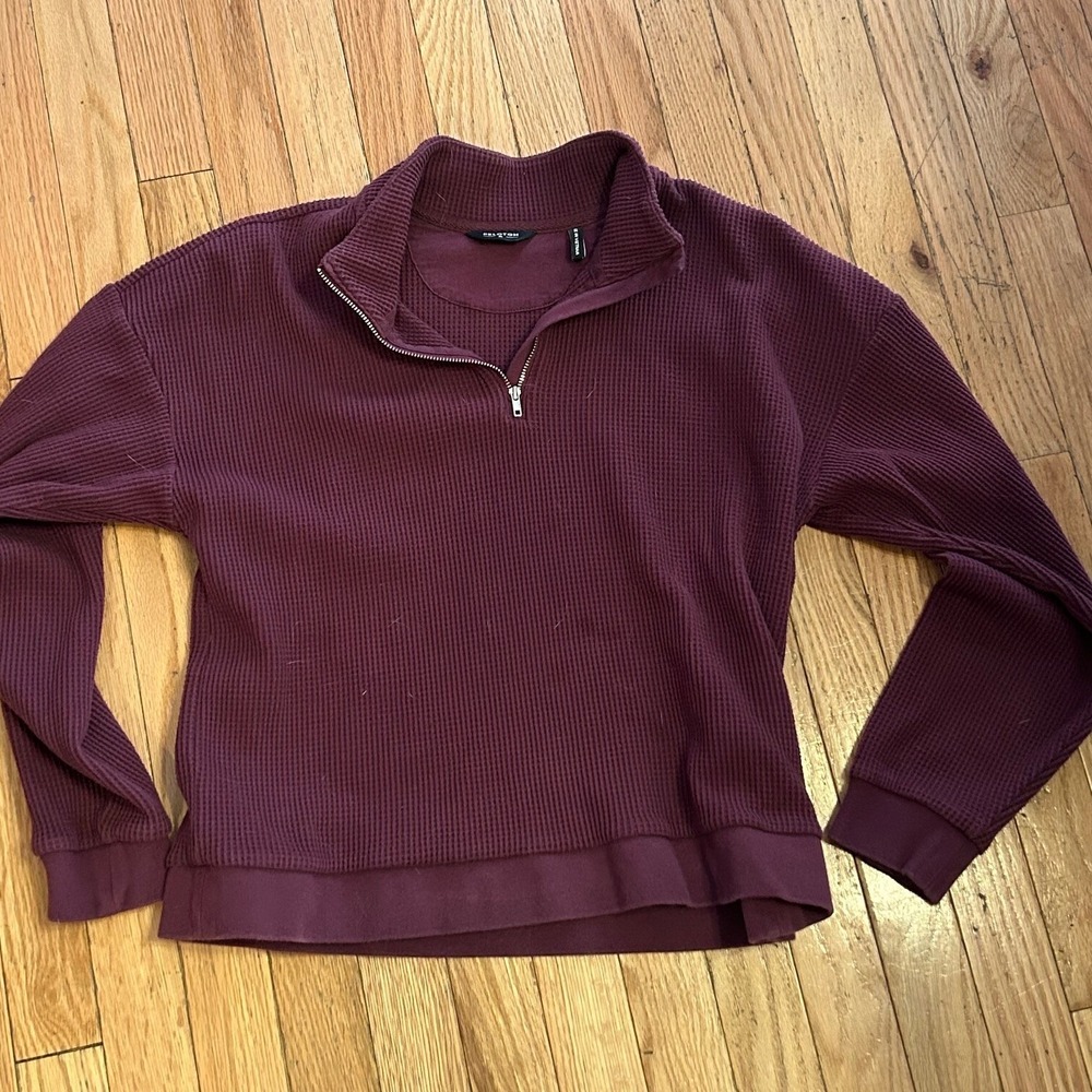 Peloton Womens Maroon 1/4 Zip Cable Knit Size Medium T31-4